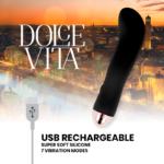 DOLCE VITA - VIBRATEUR RECHARGEABLE DEUX NOIR 7 VITESSES – Image 5
