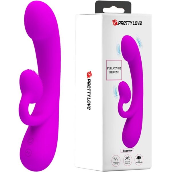 PRETTY LOVE - VIBRATEUR SINCÈRE ET ONDES STIMULANTES CLITORIDIENNES SILICONE VIOLET