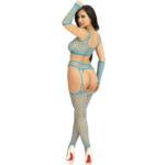 LEG AVENUE - BAS & GANTS CROP TOP BLEU – Image 4