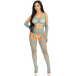 LEG AVENUE - BAS & GANTS CROP TOP BLEU – Image 2