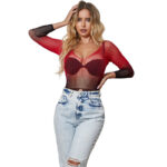 SUBBLIME - 952259 ROBE RÉSILLE ÉLASTIQUE MANCHES LONGUES DÉGRADÉ ROUGE ET NOIR TAILLE UNIQUE – Image 6