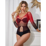 SUBBLIME - 952259 ROBE RÉSILLE ÉLASTIQUE MANCHES LONGUES DÉGRADÉ ROUGE ET NOIR TAILLE UNIQUE – Image 7