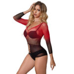 SUBBLIME - 952259 ROBE RÉSILLE ÉLASTIQUE MANCHES LONGUES DÉGRADÉ ROUGE ET NOIR TAILLE UNIQUE – Image 2