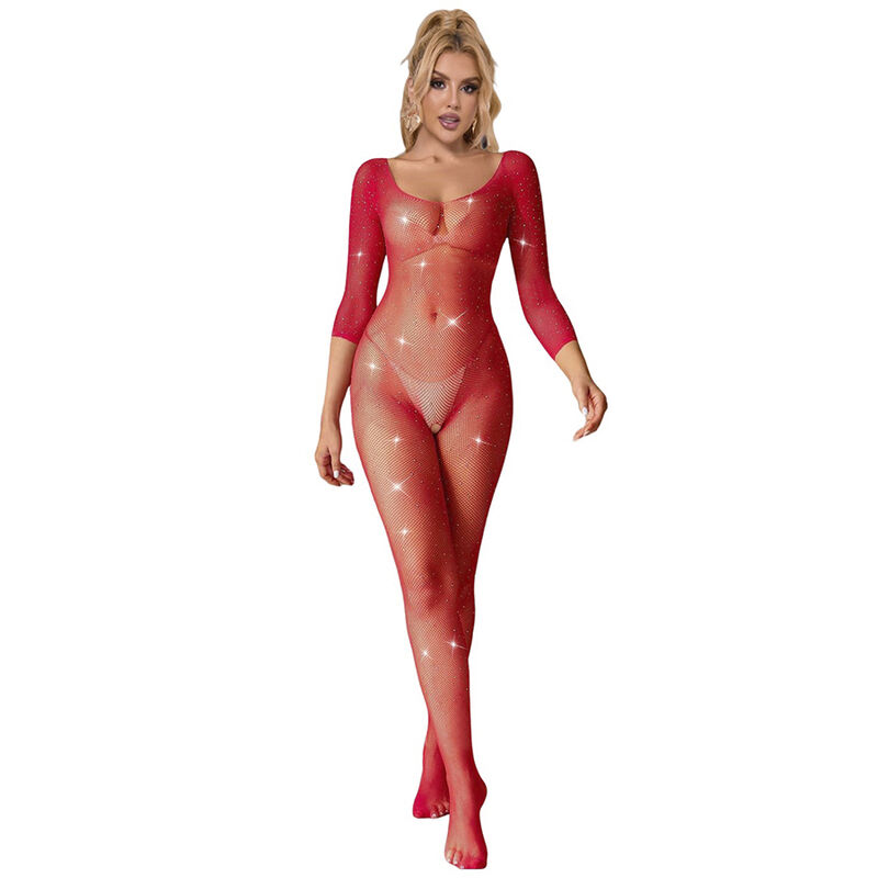 img_185265_6d3b08b187dd293474ccbe8350665cd7_1 SUBBLIME - 952419 BODYSTOCKING RÉSILLE AVEC LOSANGES MANCHES LONGUES ROUGE XS/M – Image 1