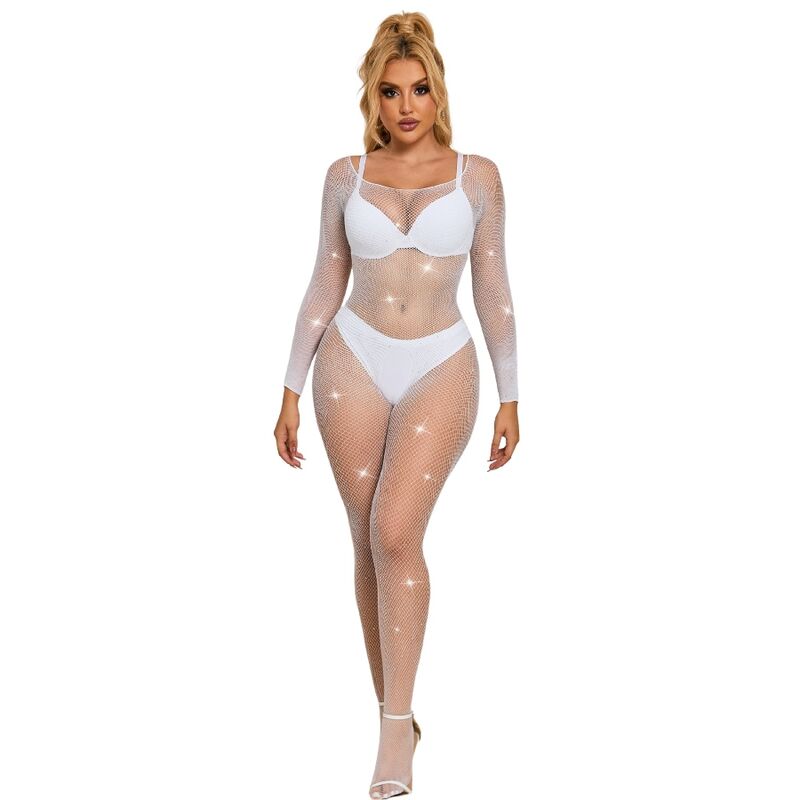 img_185329_66321175f7b2282529eafcdf34a86c55_1 SUBBLIME - 952396 BODYSTOCKING RESILLE AVEC LOSANGES MANCHES LONGUES BLANC TAILLE UNIQUE – Image 1