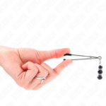 KINK - PINCES À TETON FINES OR AVEC 3 BILLES DE VERRE NOIR 7 CM – Image 2