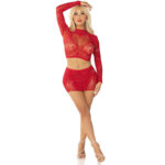 LEG AVENUE - JUPE COURTE ET MINI-JUPE EN FILET BRILLANT ROUGE – Image 2