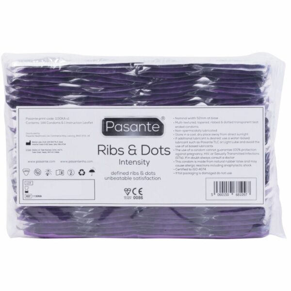 PASANTE - PRÉSERVATIFS INTENSITÉ RIBS & DOTS 144 UNITÉS