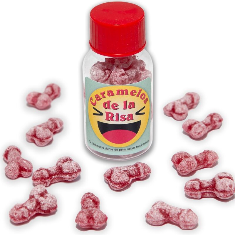 img_196609_ee3d5c5e9c45b413d9584f7837671a08_1 DIABLO PICANTE - 12 BONBONS RIRE EN FORME DE PÉNIS FRAISE/CERISE – Image 1