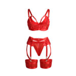 SUBBLIME - 955250 ENSEMBLE SOUTIEN-GORGE BONDAGE ROUGE AVEC JARRETELLES S/M – Image 6