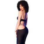 CHILIROSE - CR 4851 ENSEMBLE TOP ET LEGGINGS NOIRS AVEC ACCESSOIRES DORÉS S – Image 2