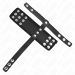 KINK - ANNEAU DE CAGE À PÉNIS EN CUIR AVEC SANGLE RÉGLABLE DE SÉPARATION DES BALLES REVÊTUEUSE – Image 5