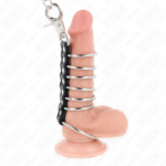 KINK - 7 ANNEAUX PÉNIS EN MÉTAL DE 3,8 CM À 5 CM CONNECTÉS AVEC DU CUIR ET UNE CHAÎNE EN MÉTAL 100 CM – Image 2