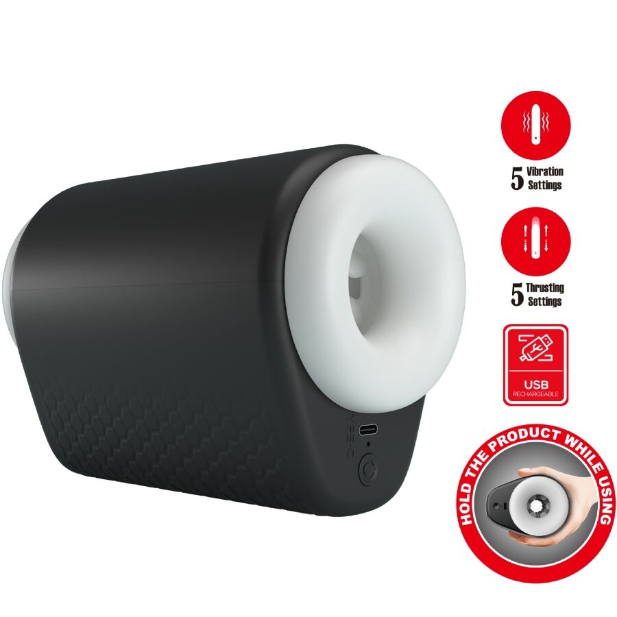 img_201149_85d141ae30277c86218f0266a32c4437_1 PRETTY LOVE - MASTURBATEUR POUR HOMME DJ GIRL AVEC VIBRATION 5 RÉGLAGES NEGRO – Image 1