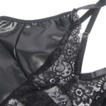 SUBBLIME - 957520 ROBE EN CUIR AVEC DENTELLE FLORALE NOIRE S/M – Image 5