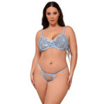 SUBBLIME - 957636 ENSEMBLE SOUTIEN-GORGE ET CULOTTE BRODÉS DE FLEURS BLEU CIEL L/XL