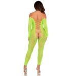 LEG AVENUE - BODYSTOCKING SANS FOURCHE EN DENTELLE SERPENT EXOTIQUE VERT FLUO – Image 2