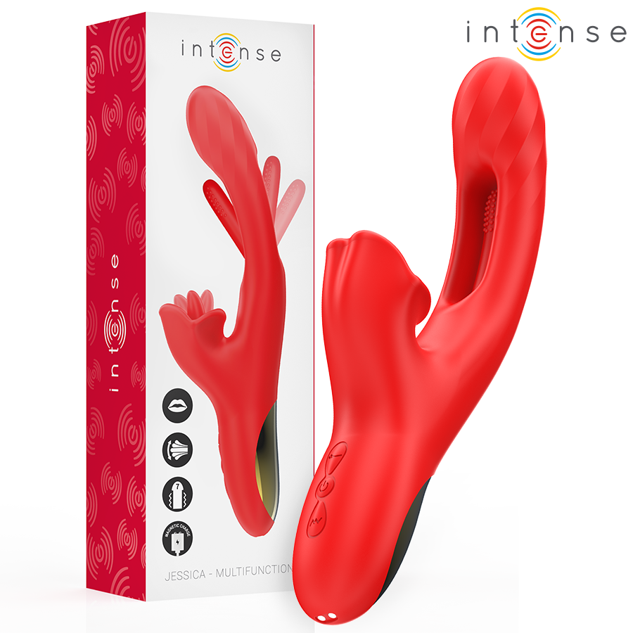 img_206347_24cded05df7e1ad87c834c65d3fccc8d_1 INTENSE - JESSICA VIBRATEUR MULTIFONCTION STIMULATION CLITORIS 24,8 CM ROUGE – Image 1