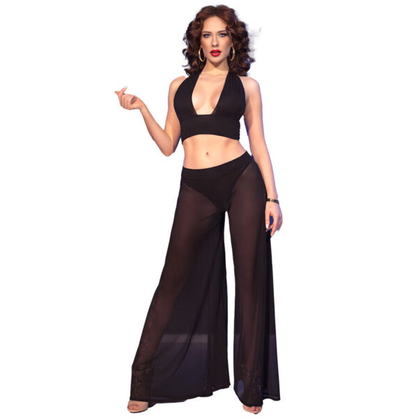 CHILIROSE - CR 4857 ENSEMBLE HAUT ET PANTALON NOIR TAILLE XL