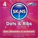 SKINS - PACK DE 4 PRÉSERVATIFS PREMIUM DOTS & RIBS